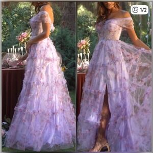 Andrea and Leo couture purple illusion bodice size 8 Gown